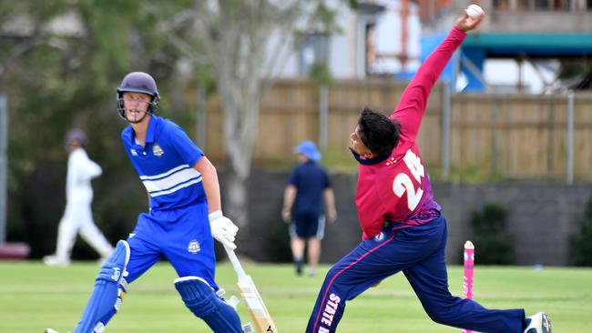 Brisbane State High School Sansen Perera GPS First XI cricket between Brisbane State High School and Nudgee College Saturday February 1, 2025. Picture, John Gass