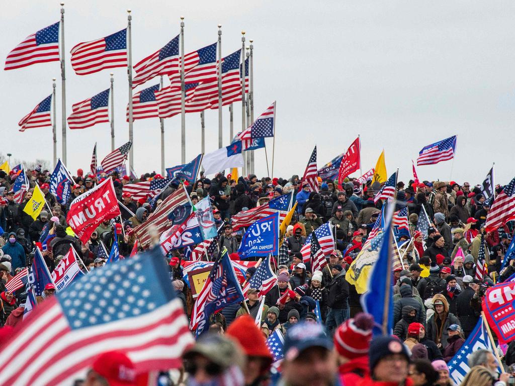 Not willing to concede defeat … Trump supporters rallying. Picture: AFP