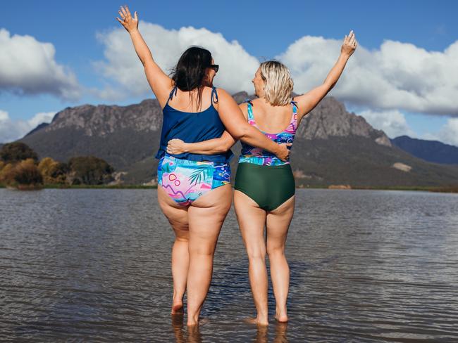 Sheila May Swim swimwear shoot with Mt Roland in the background. Picture: Moments By M