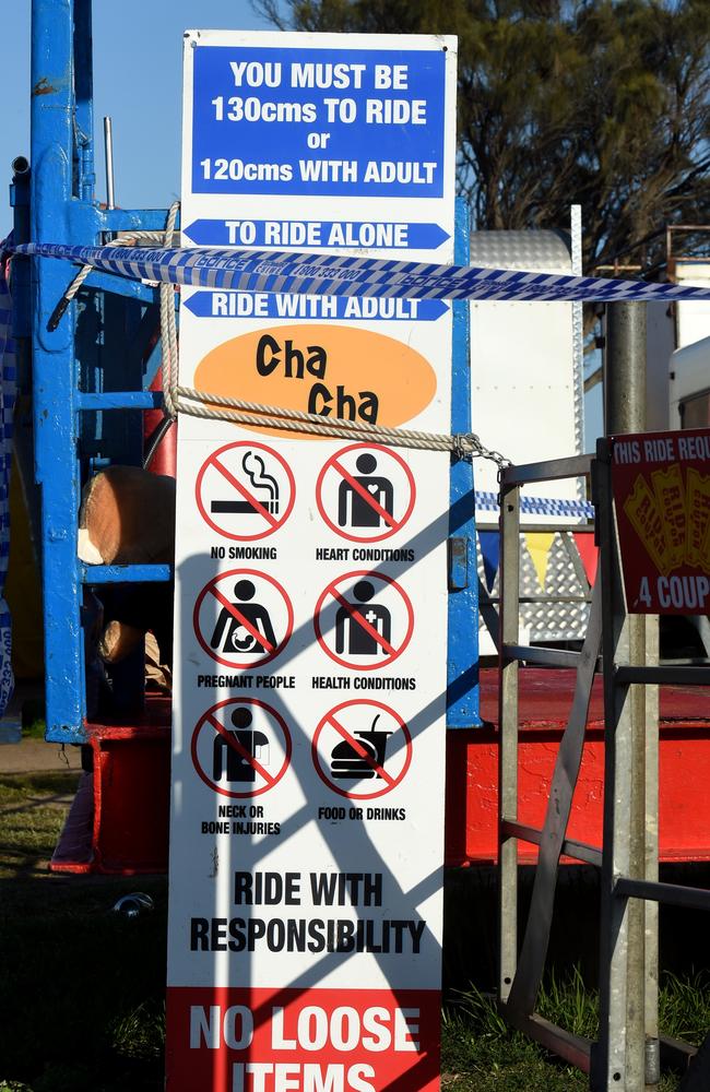 A warning sign on the ride. Picture: Nicole Garmston
