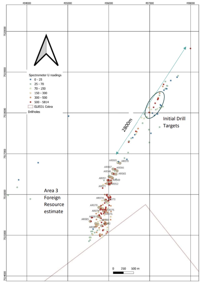 Location of identified drill targets at the Cobra project. Pic supplied: (SMS)