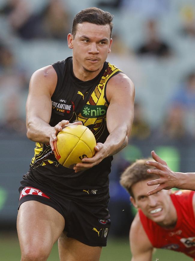 Daniel Rioli could win the Jack Dyer Medal before joining Gold Coast. Picture: Michael Klein