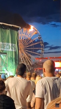 Ferris wheel catches fire at Germany festival