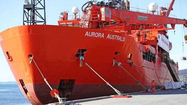 Aurora Australis ahead of its final voyage to Antarctica. Picture: ZAK SIMMONDS