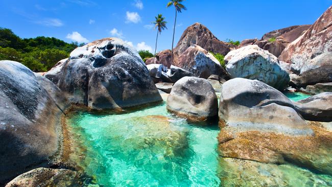 The Baths are a major tourist attraction at Virgin Gorda, British Virgin Islands.