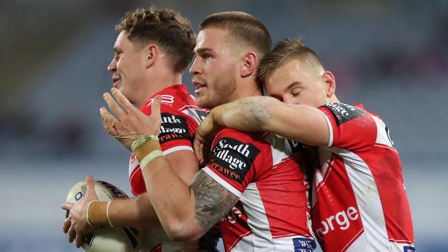 Euan Aitken (centre) has been in form for the Dragons but produced his worst score of the year last week. Picture: Brett Costello