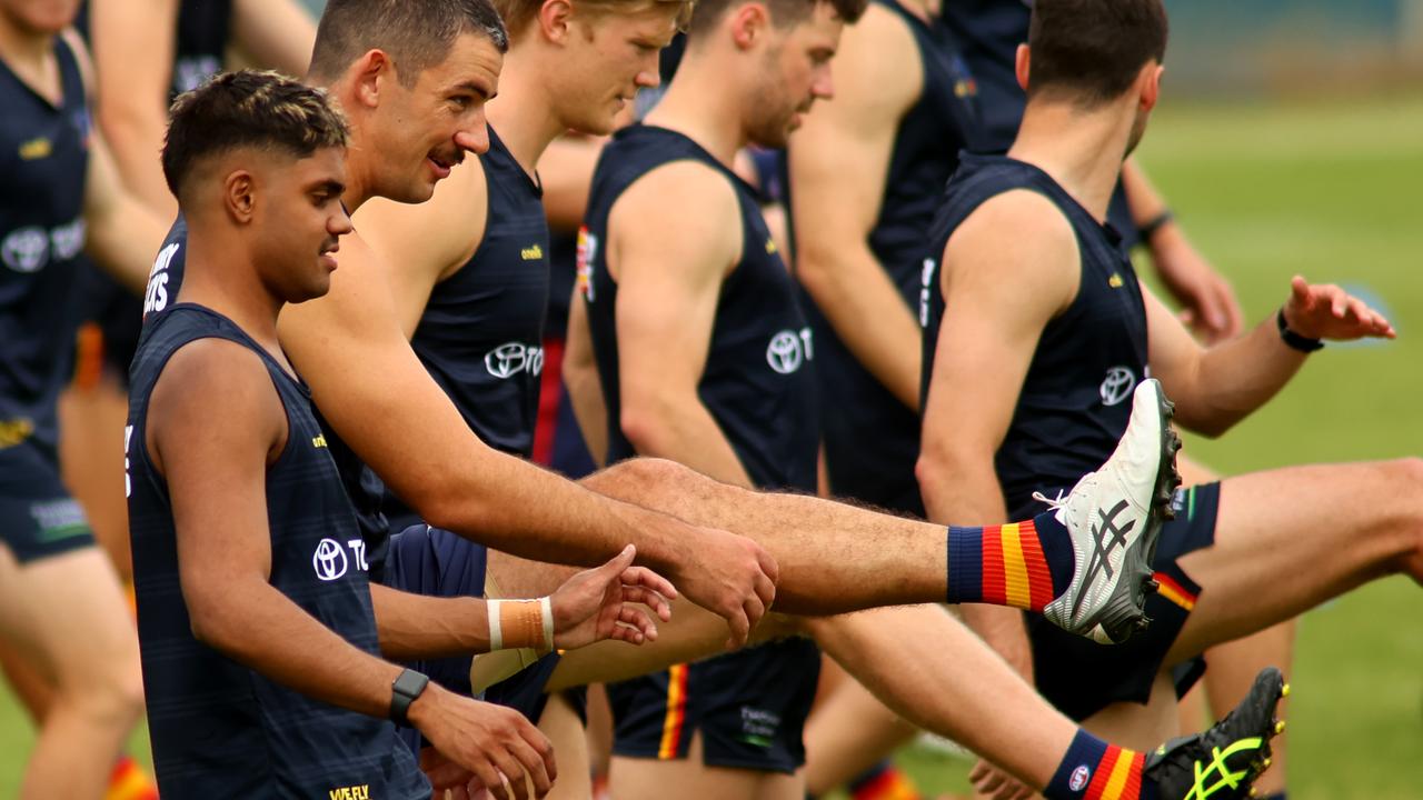 Taylor Walker at his first training session back with the Adelaide Crows. Picture: Kelly Barnes