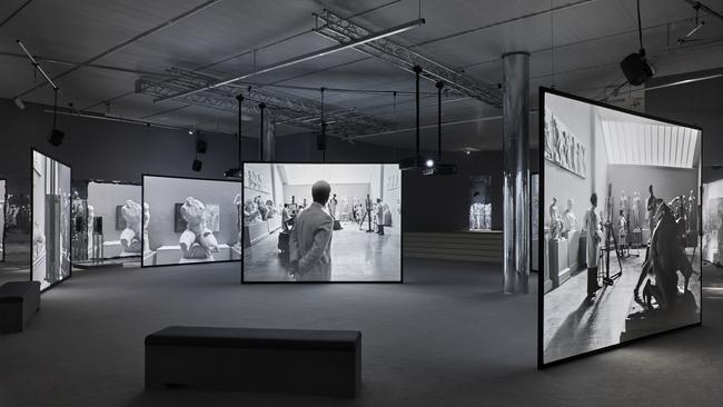 The whole room is filled with screens on which several black-and-white projections run concurrently. Picture: Achim Kukulies