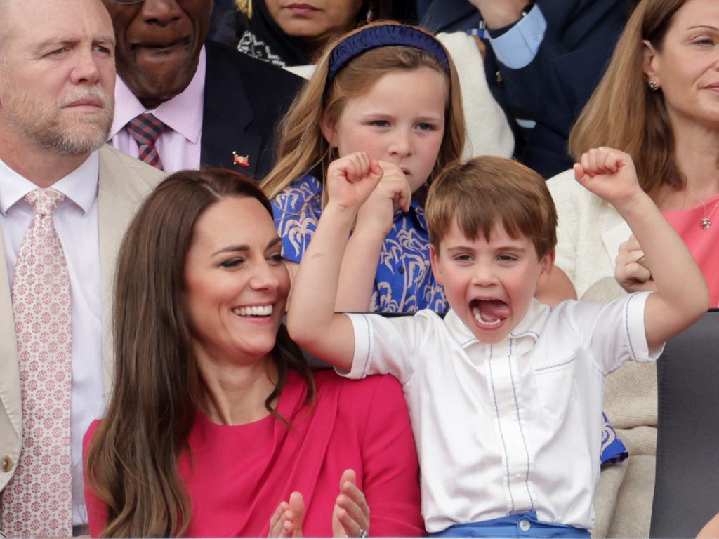 Kate Middleton appeared amused by her son’s antics. Picture: Getty Images