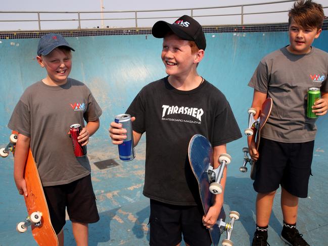 Mates L Jett Jones-Czechowski, Taj Burns and Luan O'Connor have tried energy drinks but both acknowledge they are not healthy. Picture: Toby Zerna