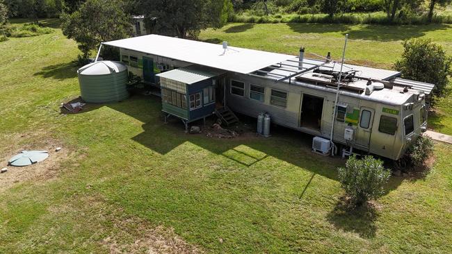 The property at 69 Faulkners Rd, Booie, has a Melbourne train carriage converted into a home. Picture: realestate.com.au