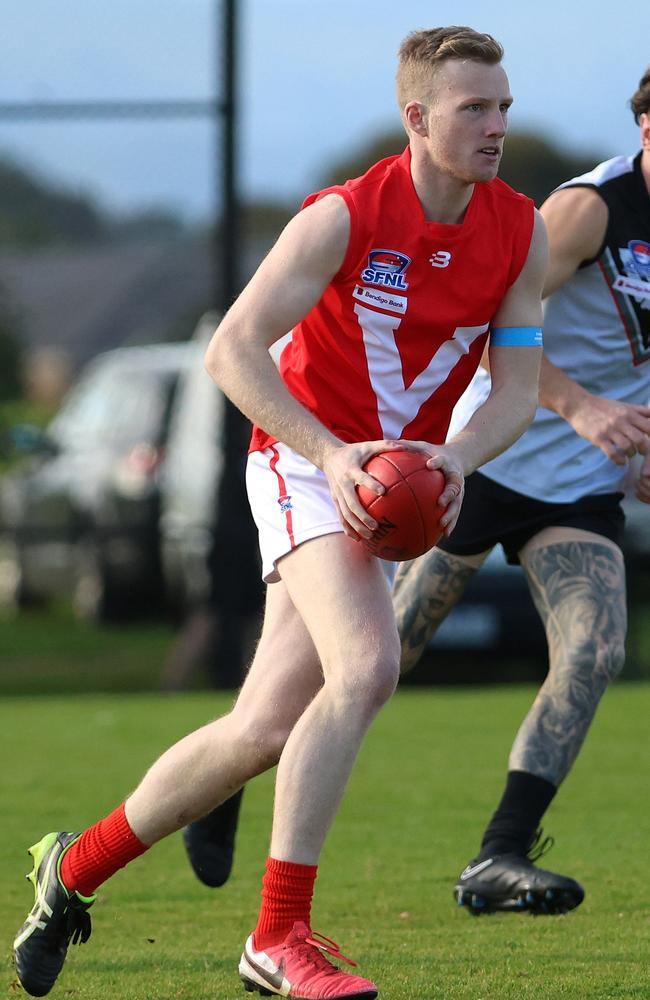 Jack Rennex playing for East Brighton. He’s joined Yea. Picture: Hamish Blair