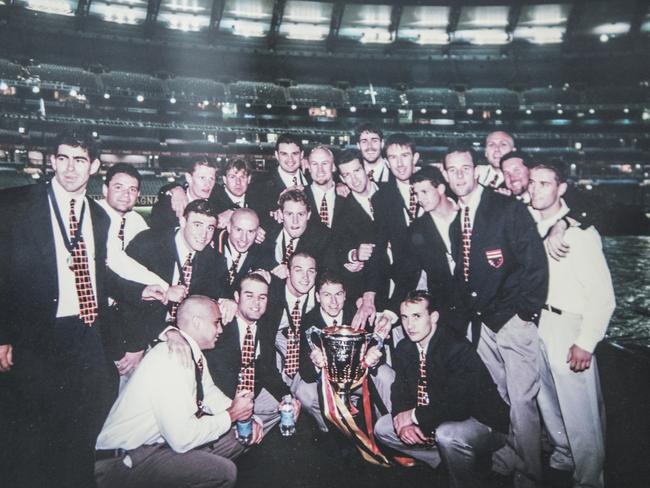 Adelaide players on the MCG after the 1997 AFL Grand Final. Seconds before the photo was taken, Malcolm Blight challenged them to come back and do it again