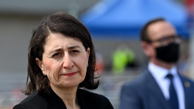 NSW Premier Gladys Berejiklian noted less than 40 of the state’s 128 local government areas were lagging the 70 per cent double dose target. Picture: NCA NewsWire/Bianca De Marchi