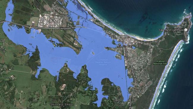 High sea levels means bad news for Byron Bay.