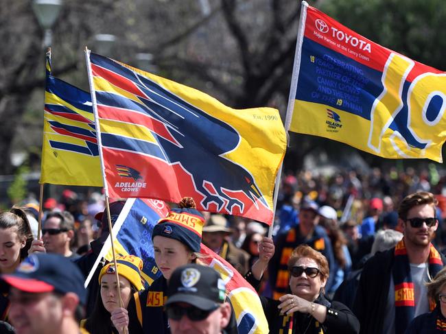 Fans are seen before during the AFL grand final between the Adelaide Crows and Richmond Tigers at the MCG in Melbourne, Saturday, September 30, 2017. (AAP Image/Julian Smith) NO ARCHIVING, EDITORIAL USE ONLY