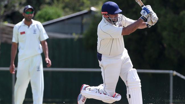 Amit Chaudhary gets down the track. Picture: Hamish Blair