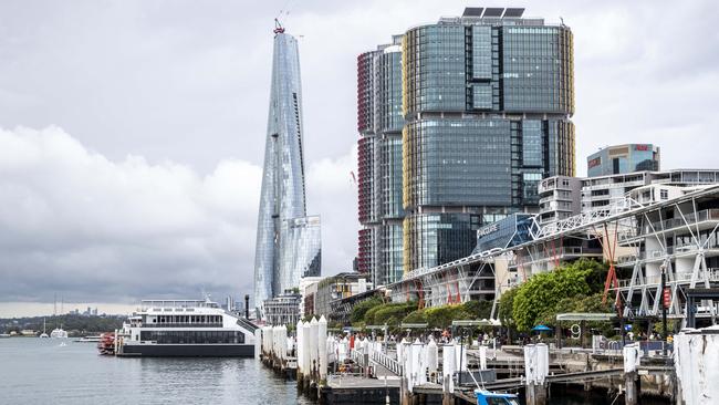 Looking towards the towering Barangaroo casino building. Picture: Monique Harmer