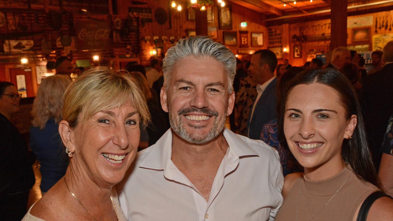 Glynis Nunn, Jason Gulbin and Annaleise Stoyko at Future Gold Coast lunch at Outback Spectacular, Oxenford. Picture: Regina King