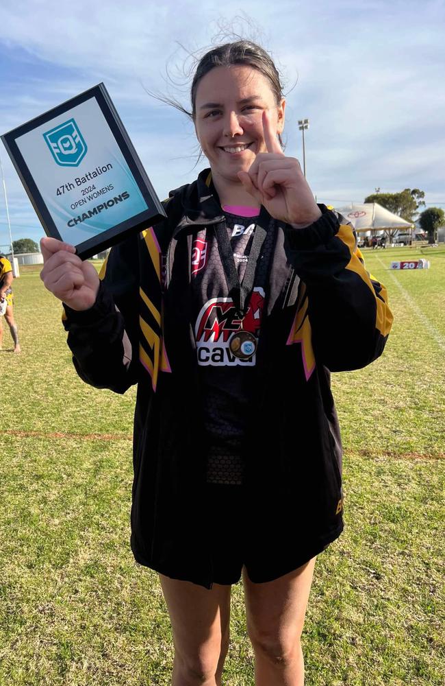 Georgia Bartlett after the Sunshine Coast were crowned champions and she was awarded player of the tournament at the 2024 at 47th Battalion Carnival.