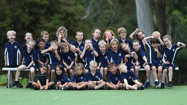 Erina Heights Public School show off their silliest faces. Picture: Sue Graham