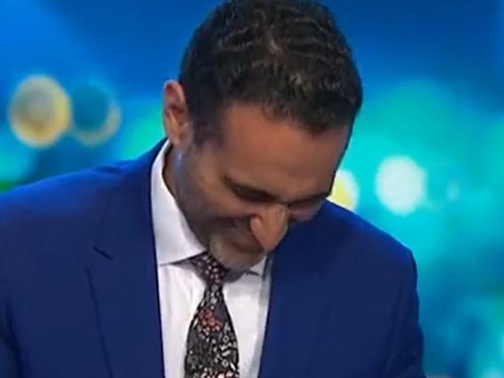 Waleed Aly and Sarah Harris couldn't contain themselves. Picture from Channel 10.