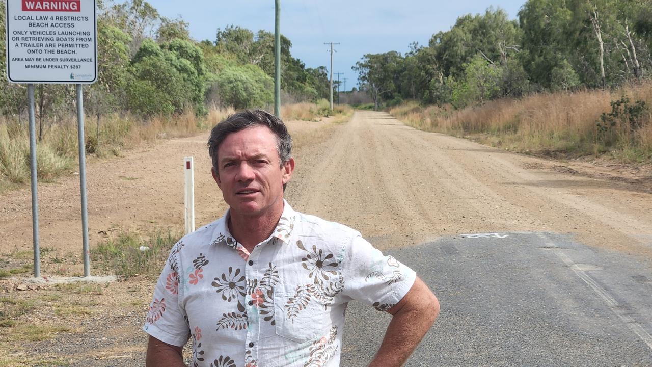 Livingstone Shire councillor Adam Belot stands on Ritamada Road at Emu Park.