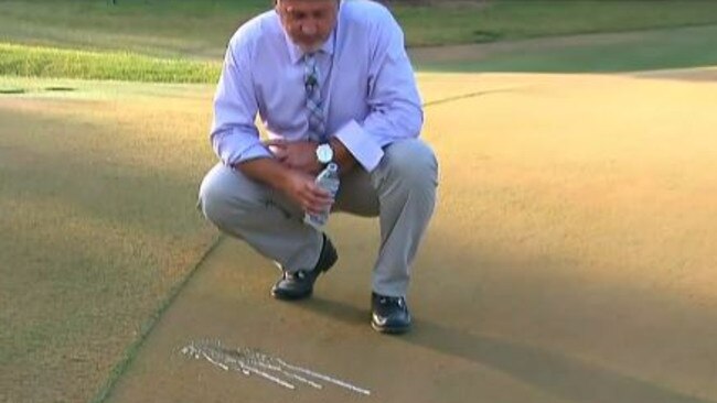 Golf Channel show how quick the greens are at TPC Sawgrass, that not even water sinks.