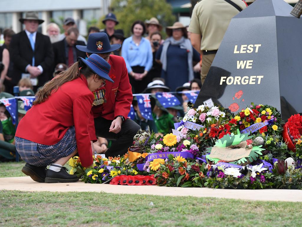 Students lay wreaths at a past Bundaberg Civic Service.