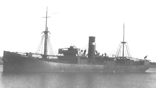 Historical photo of the SS Iron Crown that was sunk by a Japanese submarine in WWII. Picture: SOUTH AUSTRALIAN MARITIME MUSEUM