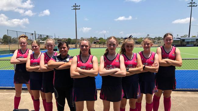 The Toowooma U15s girls indoor hockey side (from left) Hayley Atkins, Hayley Hempstead, Heidi Zimmerle, Charlotte Krautz, Courtney Wardill, Delaney Burke, Ella Rogers, Bridie Lindenmayer, Bianca Markham.