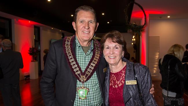 Tea Tree Gully mayor Kevin Knight with his wife, Karen, at a social function.