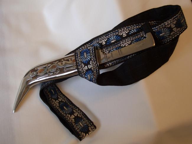 A kirpan worn by members of the Sikh community.