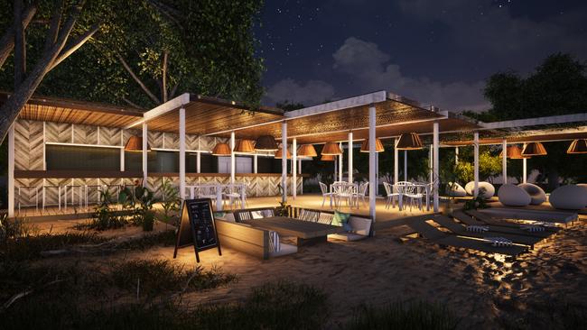 A night time artist render of Mayfair’s proposed bar and cafe area on the Dunk Island spit.