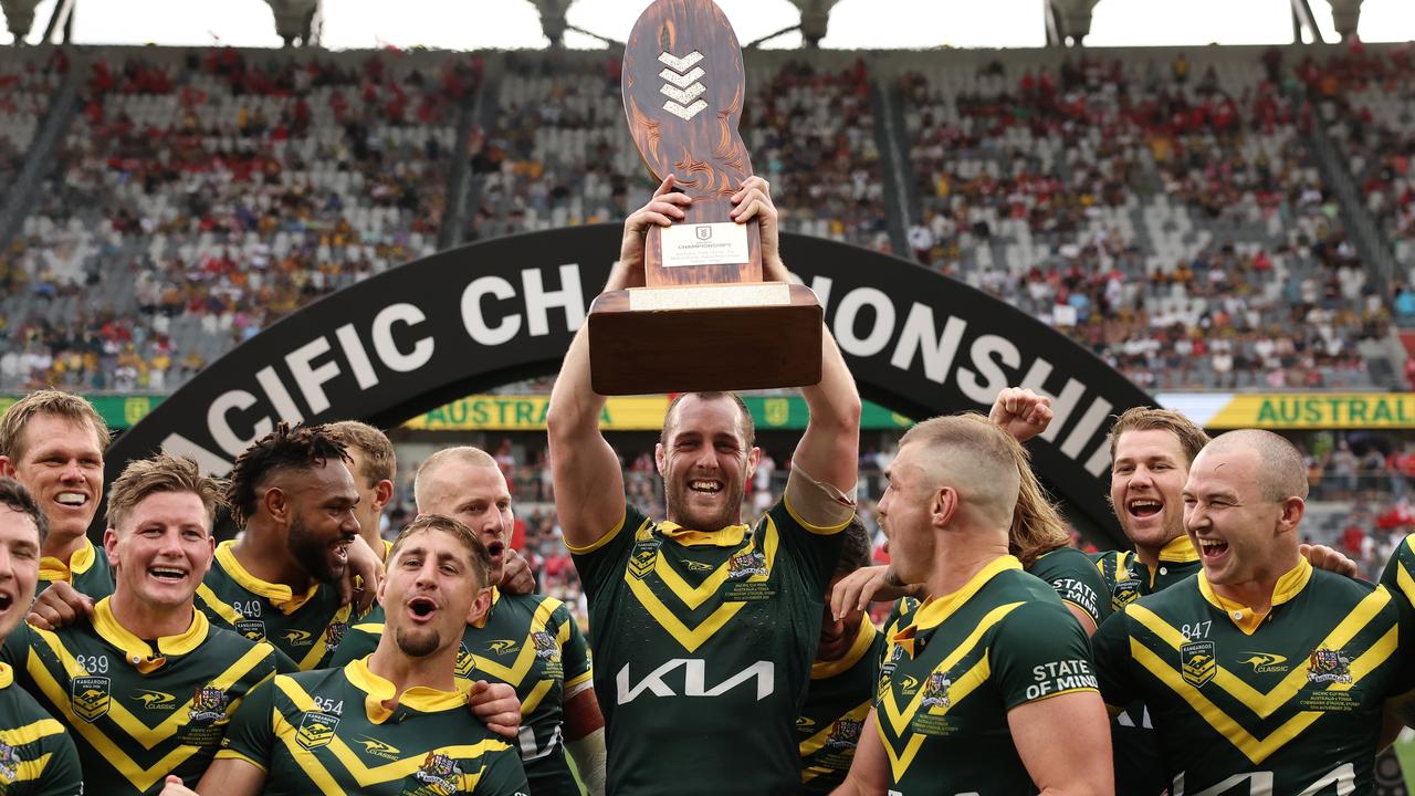 Isaah Yeo captained Australia to victory in the Pacific Championships final. Picture: Matt King/Getty Images