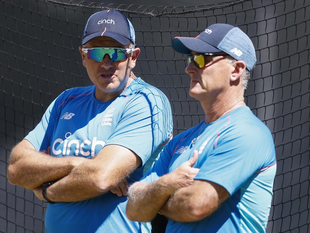 Chris Silverwood and batting coach Graham Thorpe are both in the firing line after England’s dire Ashes performance. Picture: Daniel Pockett/Getty Images.