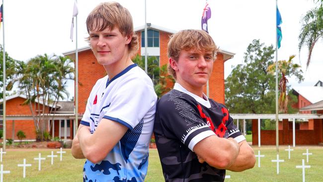 Students from All Souls St Gabriel's School and Blackheath and Thornburgh College prepare to play their annual Anzac Day games of rugby league and netball. Team captains left to right: Jackson Curtis and Mickey Luke. Picture: All Souls St Gabriel's School media.