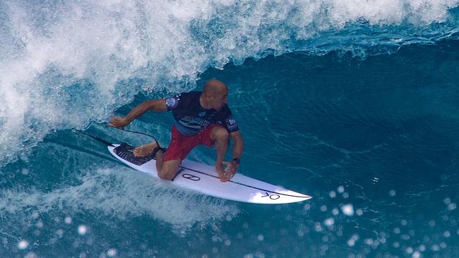 US surfer Kelly Slater at the Billabong Pipeline Masters in December. 