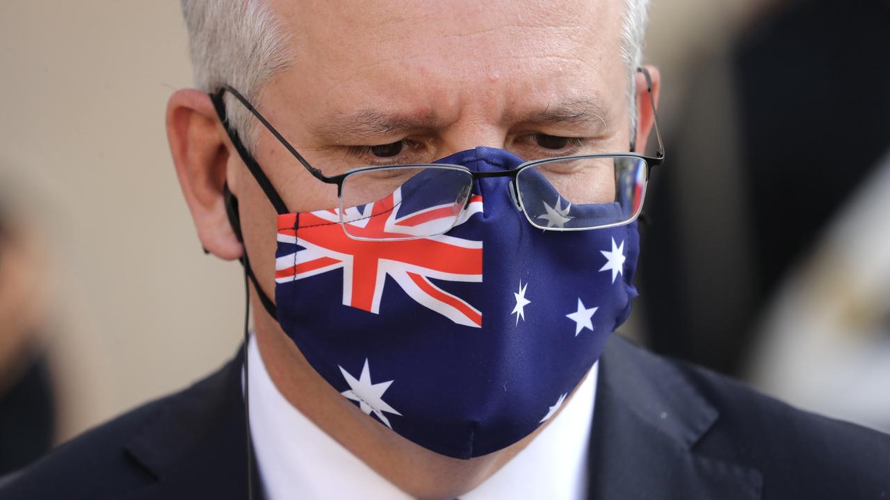 Mr Morrison defended the pace of Australia’s rollout, saying that in the UK, “I think 18,000 was their most recent daily cases with a population that is 81 per cent vaccinated on their first dose”. Picture: Adam Taylor/PMO