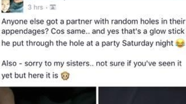 Woman shares picture of man with glowstick through penis.