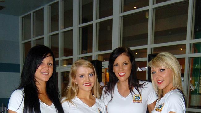 Marnie Dall'Osto, Hannah Croft, Kasey-Lee Brunker and Claire Tooth Townsville Crocodiles v Dragons game held at the Swamp.