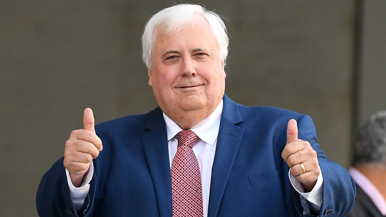 Clive Palmer’s election policies include high-speed rail and lower energy costs. Picture: AAP