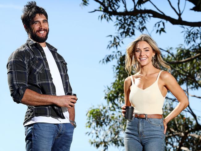 Ethan Browne and Sam Frost will be back on set in two weeks. Picture: Tim Hunter