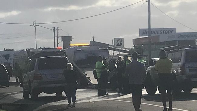 A three vehicle crash on Princess Street, Bundaberg.