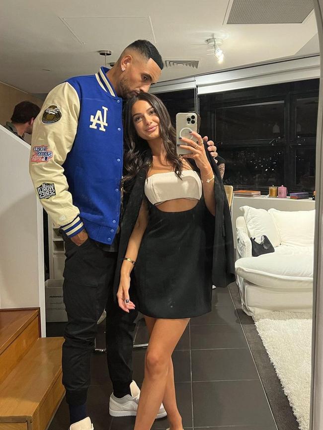 Nick Kyrgios pictured with girlfriend Costeen Hatzi on their Instagram accounts. Source: Instagram