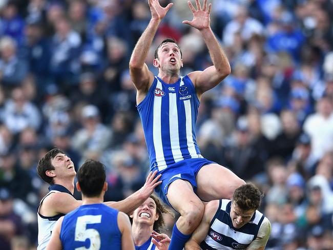 Would a mid-season trade of North Melbourne’s Todd Goldstein to Geelong deliver the Cats a premiership? Picture: Getty Images