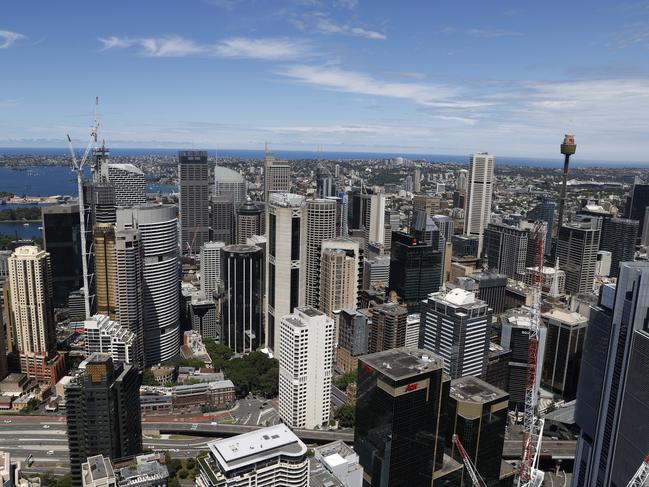 DAILY TELEGRAPH DECEMBER 2, 2021. Sydney Harbour and CBD skyline as seen from Crown Sydney ahead of the Bradfield Oration 2021 at the Sydney Opera House. Picture: Jonathan Ng