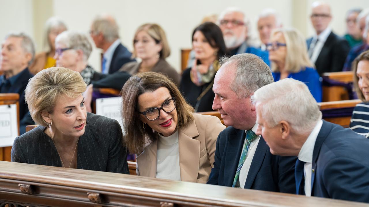 Liberal senators Michaelia Cash and Anne Ruston, and Nationals MPs Barnaby Joyce and Michael McCormack, attended the funeral. Picture: Simon Dallinger/ NewsWire