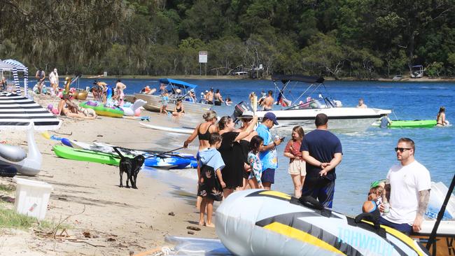 26th January 2021 - Tallebudgera Creek was packed with families, boats and swimmers all Celebrating Australia Day. Picture: Scott Powick NEWSCORP