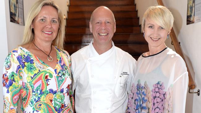 Serge Dansereau during a fundraising lunch for the Sydney Children's Hospital, with Penny Sutton and Angela Galloway. Picture: Simon Cocksedge